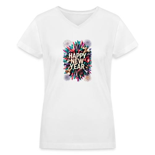 New Year's Party Horn T-Shirt - Women's V-Neck T-Shirt