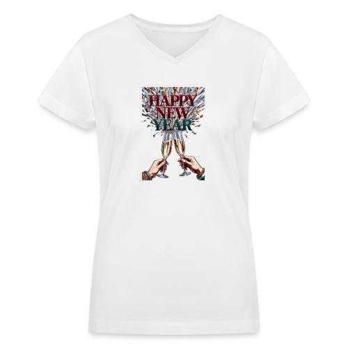 Toasting Hands T-Shirt Confetti Shower Premium - Women's V-Neck T-Shirt