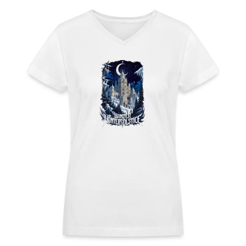 Celestial Winter Temple T-Shirt - Women's V-Neck T-Shirt