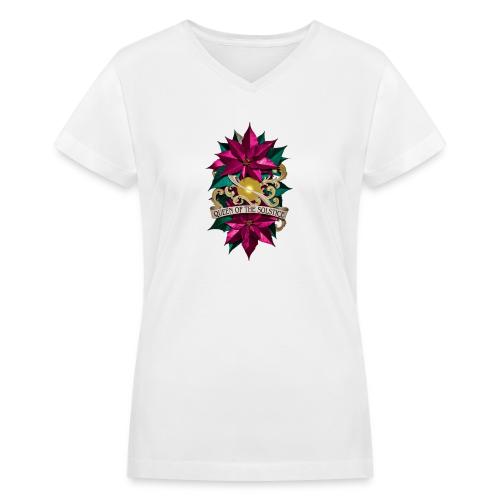 Queen of the Solstice Poinsettia T-Shirt - Women's V-Neck T-Shirt