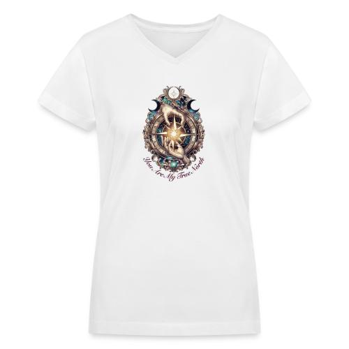 You Are My True North Celestial Compass T-Shirt - Women's V-Neck T-Shirt