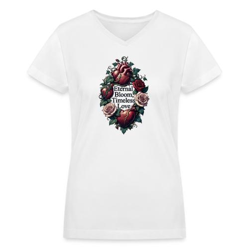 Eternal Bloom Timeless Love Entwined Hearts T-Shir - Women's V-Neck T-Shirt