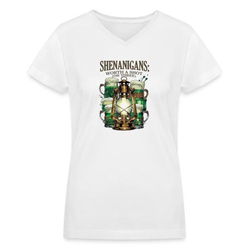 Worth a Shot Lantern Toast Graphic Tee - Women's V-Neck T-Shirt