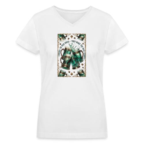 Cheers to Bad Ideas Tankards Graphic Tee - Women's V-Neck T-Shirt