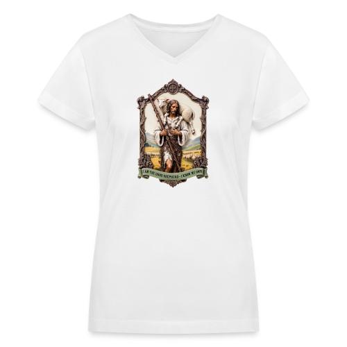 I Am The Good Shepherd T Shirt, Christian Gift - Women's V-Neck T-Shirt