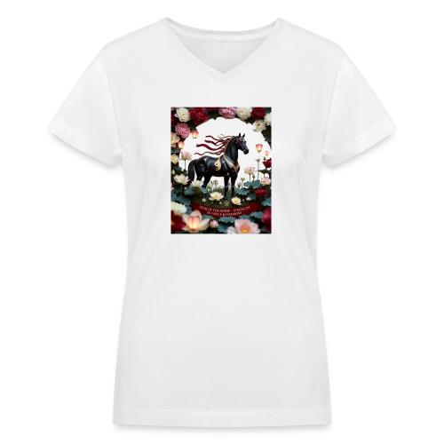 Year of the Horse Harmony T Shirt, Lunar New Year - Women's V-Neck T-Shirt