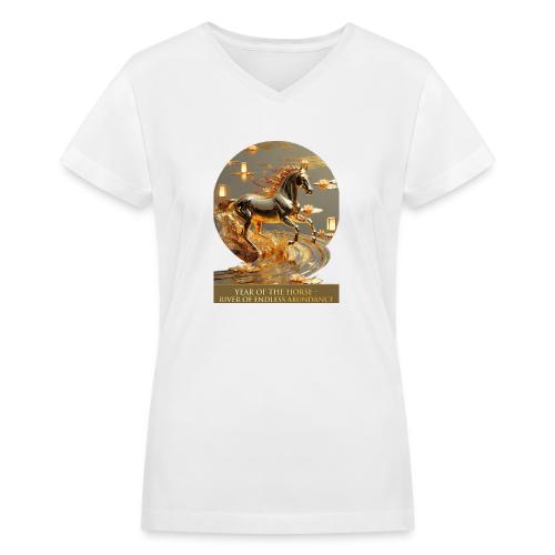 Year of the Horse Abundance T Shirt, Lunar NY Gift - Women's V-Neck T-Shirt