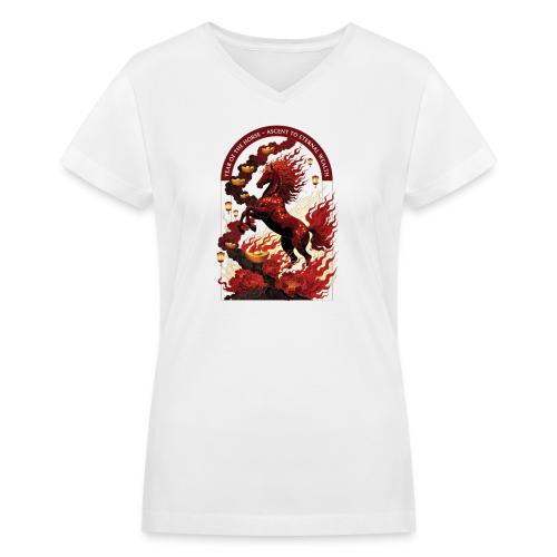 Year of the Horse Rise T Shirt,Lunar New Year Gift - Women's V-Neck T-Shirt