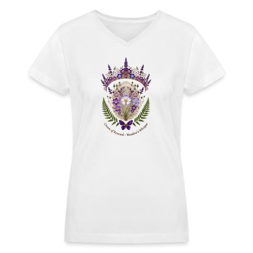 Spring Meadow Crown Tee, Cottagecore Renewal Gift - Women's V-Neck T-Shirt
