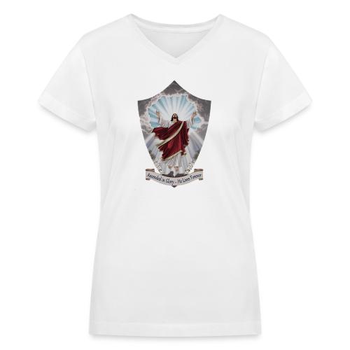 Easter Ascended in Glory T Shirt,Resurrection Gift - Women's V-Neck T-Shirt
