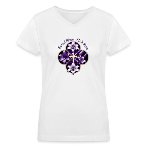 Easter Eternal Bloom Lily Crown T Shirt, Gift - Women's V-Neck T-Shirt