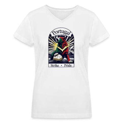 Portugal Iberian Wolf Soccer T Shirt, Pride Gift - Women's V-Neck T-Shirt