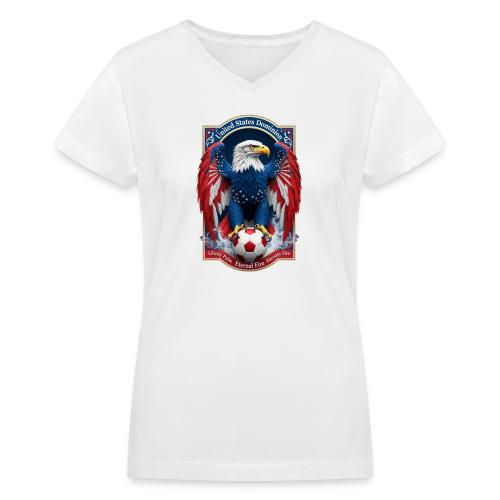 USA Eagle Emblem T Shirt, USA Soccer Pride Gift - Women's V-Neck T-Shirt