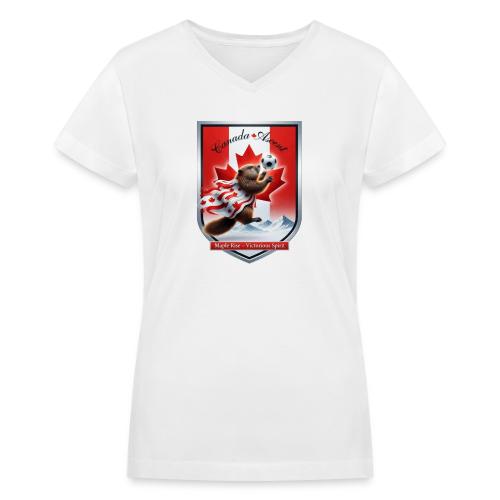 Canada Beaver Ascent T-Shirt, Canadian Pride Gift - Women's V-Neck T-Shirt
