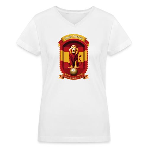 Spain Lion Victory T-Shirt, Flag Pride Crest Gift - Women's V-Neck T-Shirt