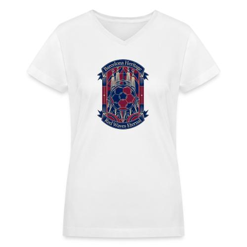 Barcelona Red Heritage T Shirt, Barsa fan Gift - Women's V-Neck T-Shirt