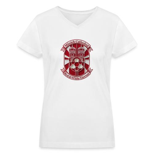 Munich Cathedral T Shirt, German Football Fan Gift - Women's V-Neck T-Shirt