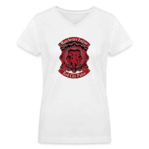 Red Manchester T Shirt, Red Soccer City Pride Gift - Women's V-Neck T-Shirt