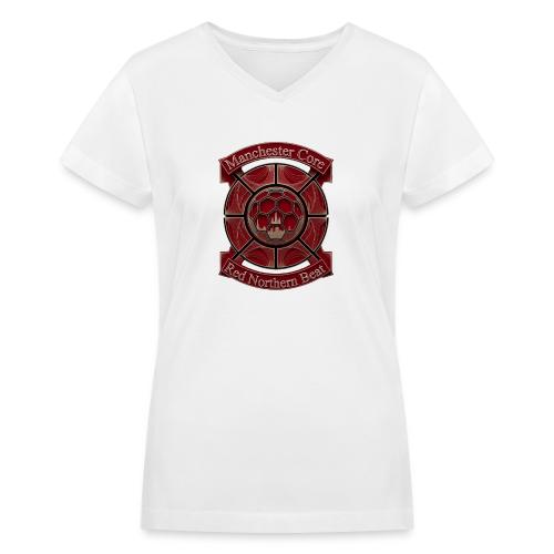 Manchester Is Red T Shirt, Soccer City Pride Gift - Women's V-Neck T-Shirt