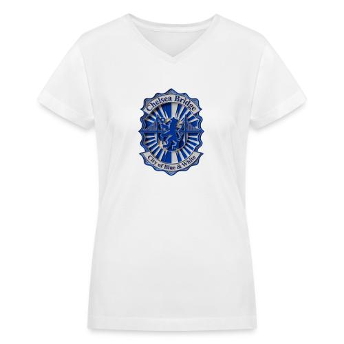 Chelsea Blue Bridge T Shirt, Soccer Fan Gift - Women's V-Neck T-Shirt