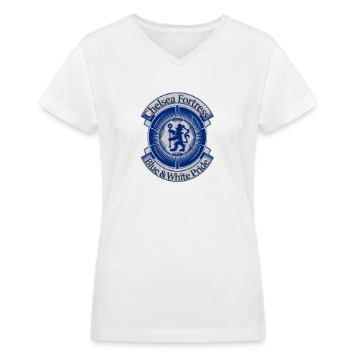 Chelsea Fortress T Shirt, Soccer City Pride Gift - Women's V-Neck T-Shirt