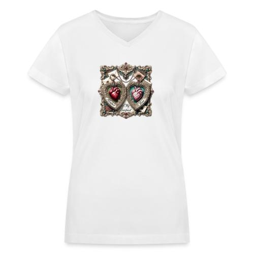 Keeper of My Deepest Love Victorian Locket T-Shirt - Women's V-Neck T-Shirt