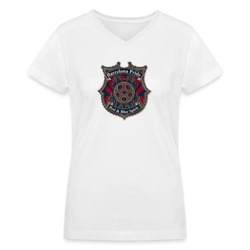 Barcelona Scarlet Pride T Shirt, Soccer City Gift - Women's V-Neck T-Shirt