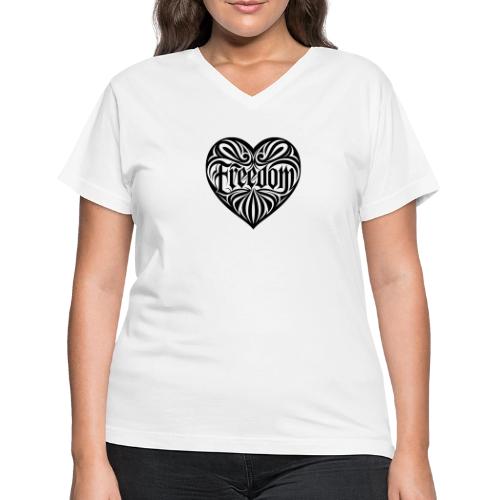 FREEDOM in Heart - Women's V-Neck T-Shirt