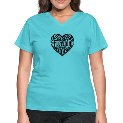 FREEDOM in Heart - Women's V-Neck T-Shirt