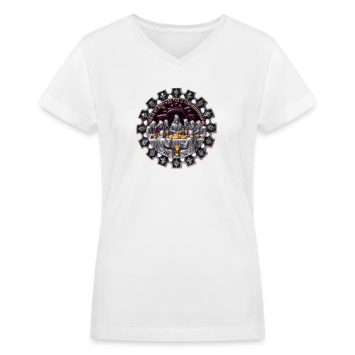 Last Supper Communion T Shirt, Faith Gift - Women's V-Neck T-Shirt