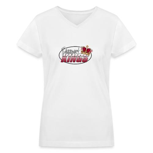 Passportkings white shirt design - Women's V-Neck T-Shirt