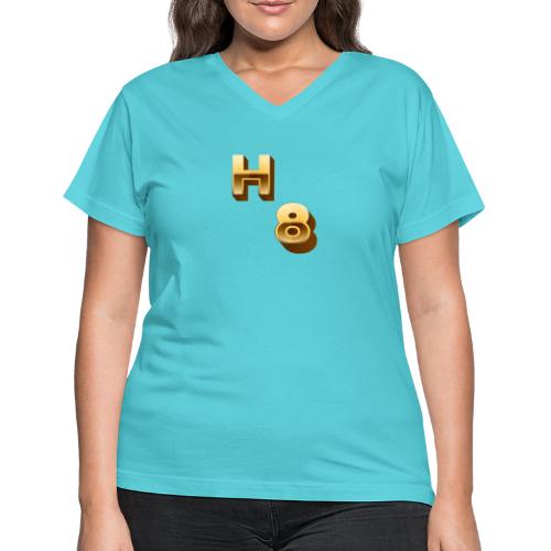 H 8 Letter & Number logo design - Women's V-Neck T-Shirt