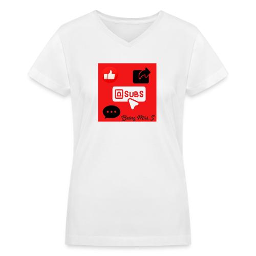 Like Share Subscribe Comment - Women's V-Neck T-Shirt