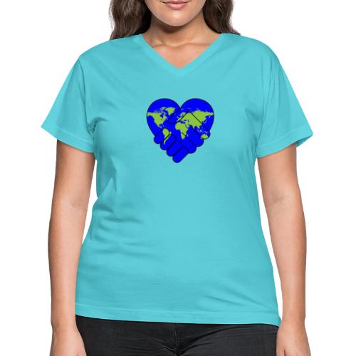 World United in Love - Women's V-Neck T-Shirt