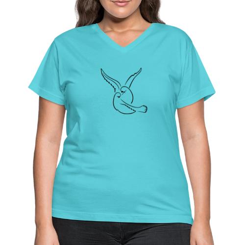 EMBRACED_TURTLEDOVES - Women's V-Neck T-Shirt
