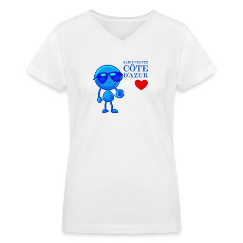 Smoon City_Saint Tropez Côte d'Azur - Women's V-Neck T-Shirt
