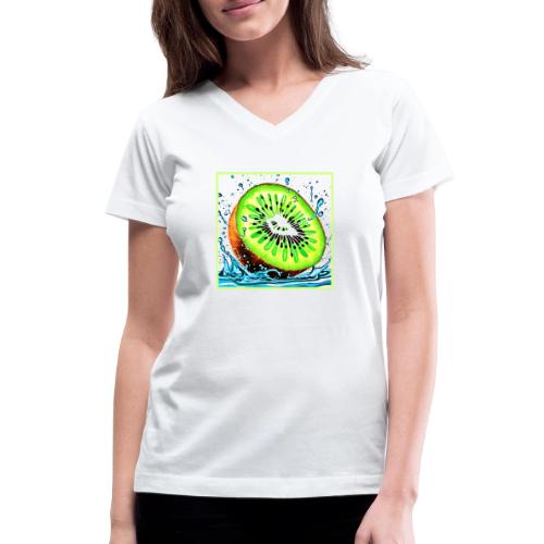 Kiwi Splash of Freshness - Women's V-Neck T-Shirt