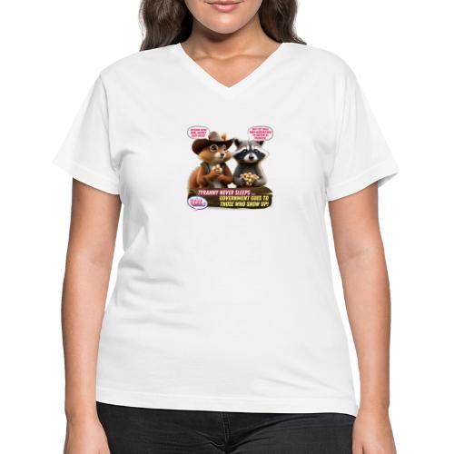 Freedom Squirrel and Raccoon - Women's V-Neck T-Shirt