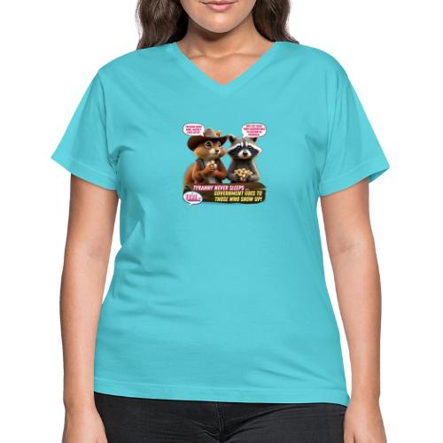 Freedom Squirrel and Raccoon - Women's V-Neck T-Shirt