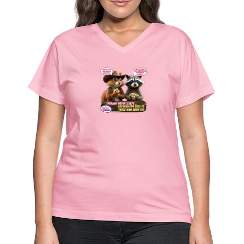 Freedom Squirrel and Raccoon - Women's V-Neck T-Shirt