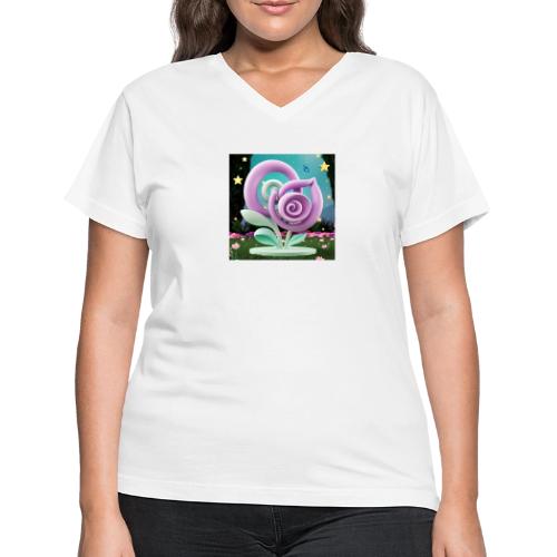 Lila Bloom | Double Floral Eco-Inspired Art - Women's V-Neck T-Shirt