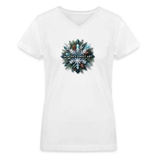 Intricate Frozen Evergreen T-Shirt - Women's V-Neck T-Shirt