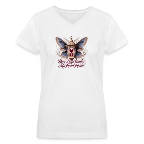 Your Light Guides My Heart HomeGifts T-Shirt - Women's V-Neck T-Shirt