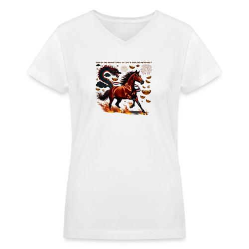 Year of the Horse Victory T Shirt, Lunar New Year - Women's V-Neck T-Shirt
