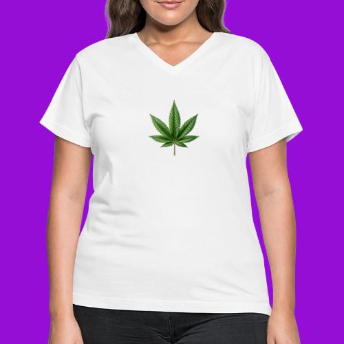 Cannabis Leaf - Women's V-Neck T-Shirt