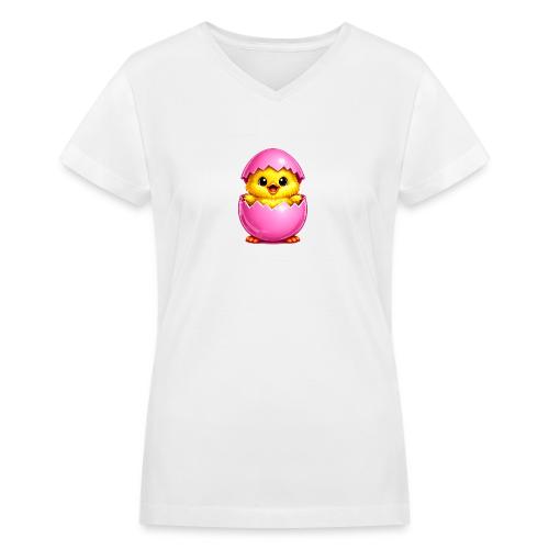 Easter Chick Pink - Women's V-Neck T-Shirt
