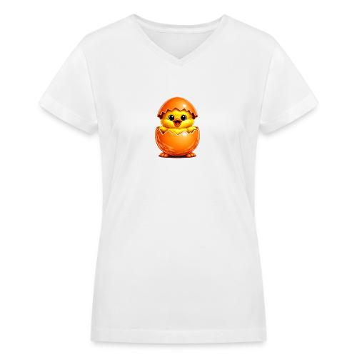Easter Chick Orange - Women's V-Neck T-Shirt