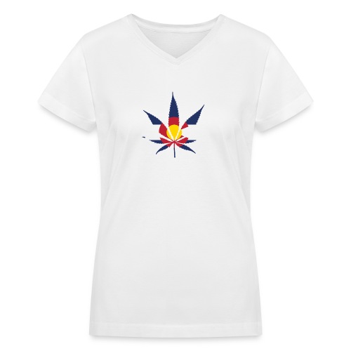 Colorado Pot Leaf Flag - Women's V-Neck T-Shirt
