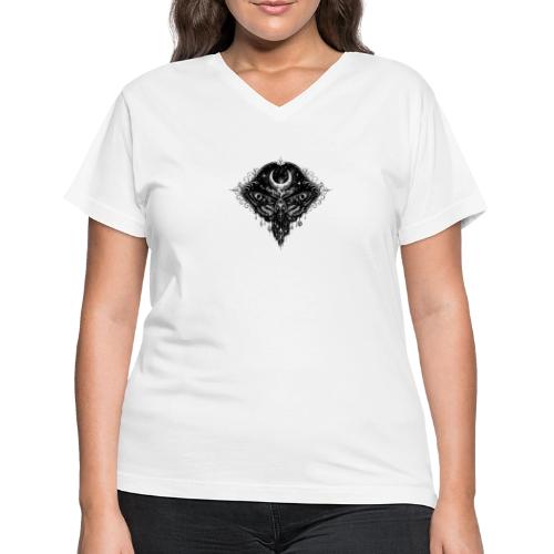Crescent Moth - Women's V-Neck T-Shirt