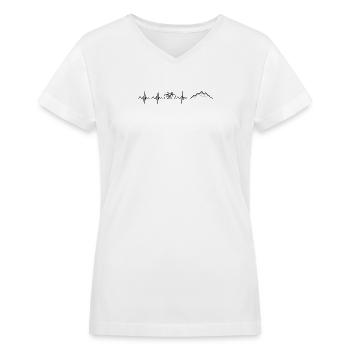 Heartbeat mountain bike - Women's V-Neck T-Shirt - white - Front - Julia (174cm)